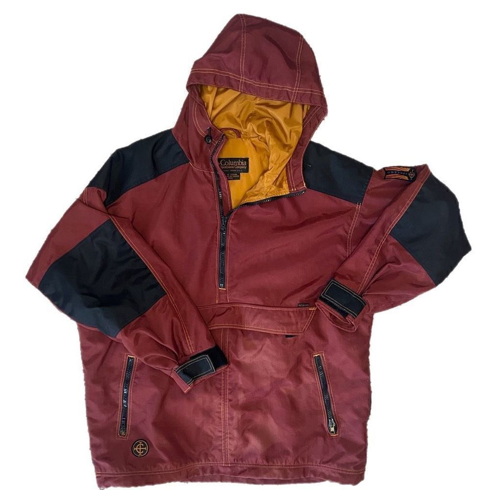 Columbia Convert Quarter Zip Heavy Nylon Hoodie. Tons of Pockets!  Size Large.